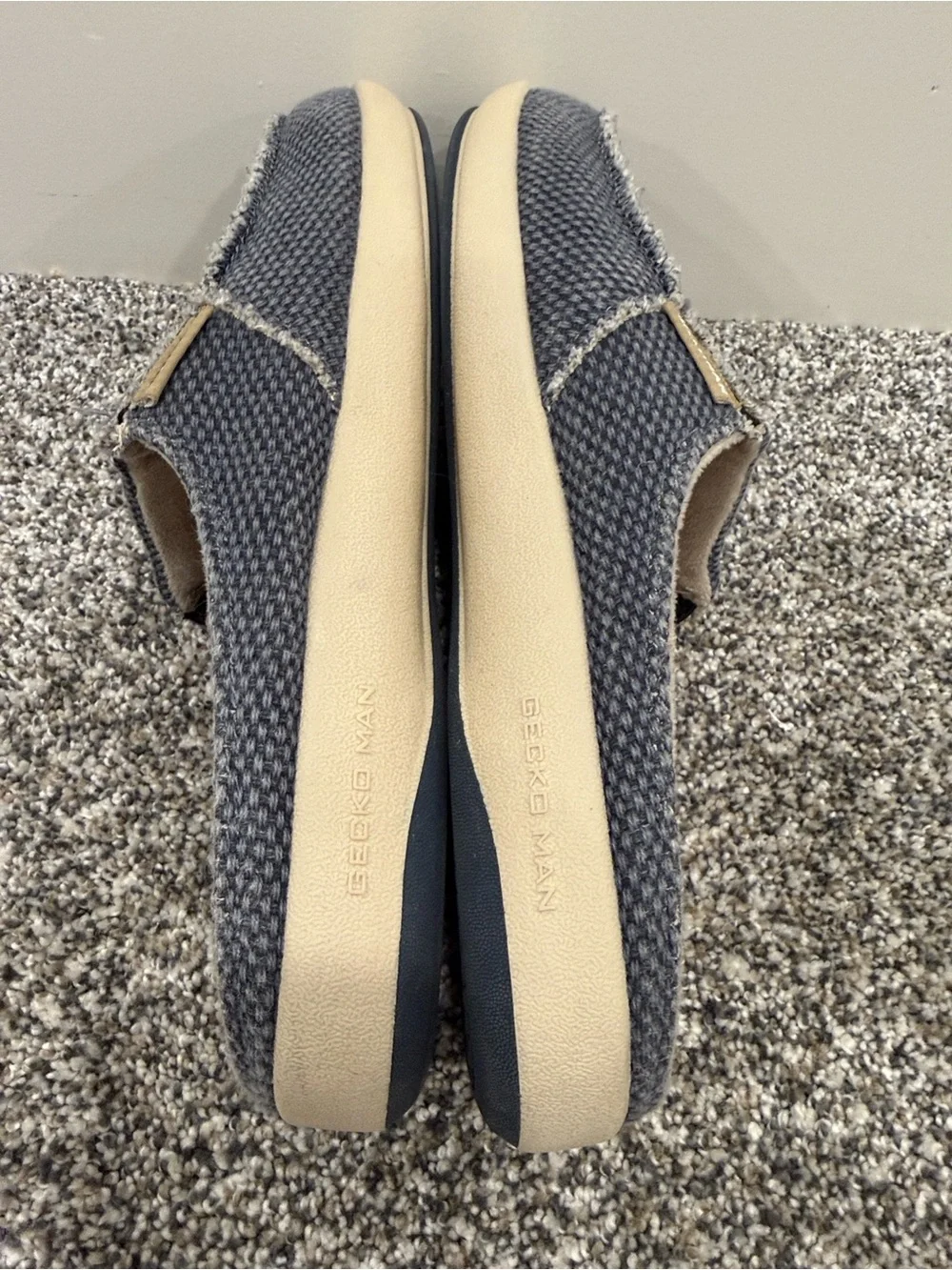Gecko Man Men’s Size 10.5 Navy Canvas Slip-On Loafers Slippers House Shoes